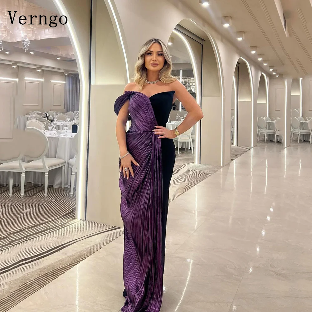 

Verngo Purple Mermaid Formal Occasion Dresses Sweetheart Prom Gowns Pleat Modern Arabic Evening Dress Customized