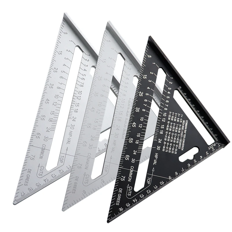 For Framing Building Carpenter Measuring Tools 7'' Triangle Angle Ruler Protractor Aluminum Alloy Square Measuring Ruler Miter