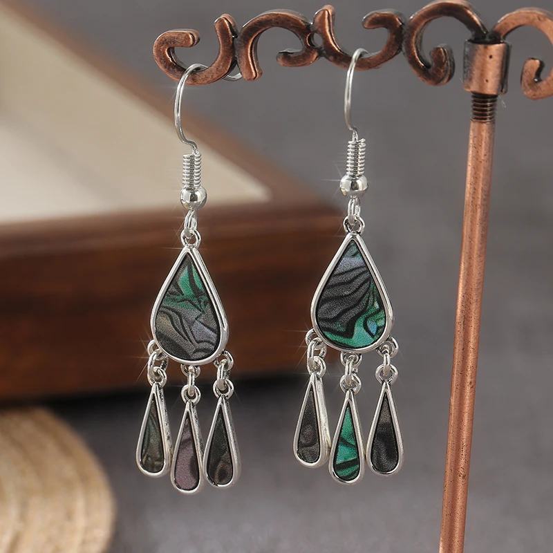 Bohemian Style Tassel Drop Earrings Women Vintage Ethnic Dripping Glaze Earrings Retro Gypsies Charms Earrings Jewelry