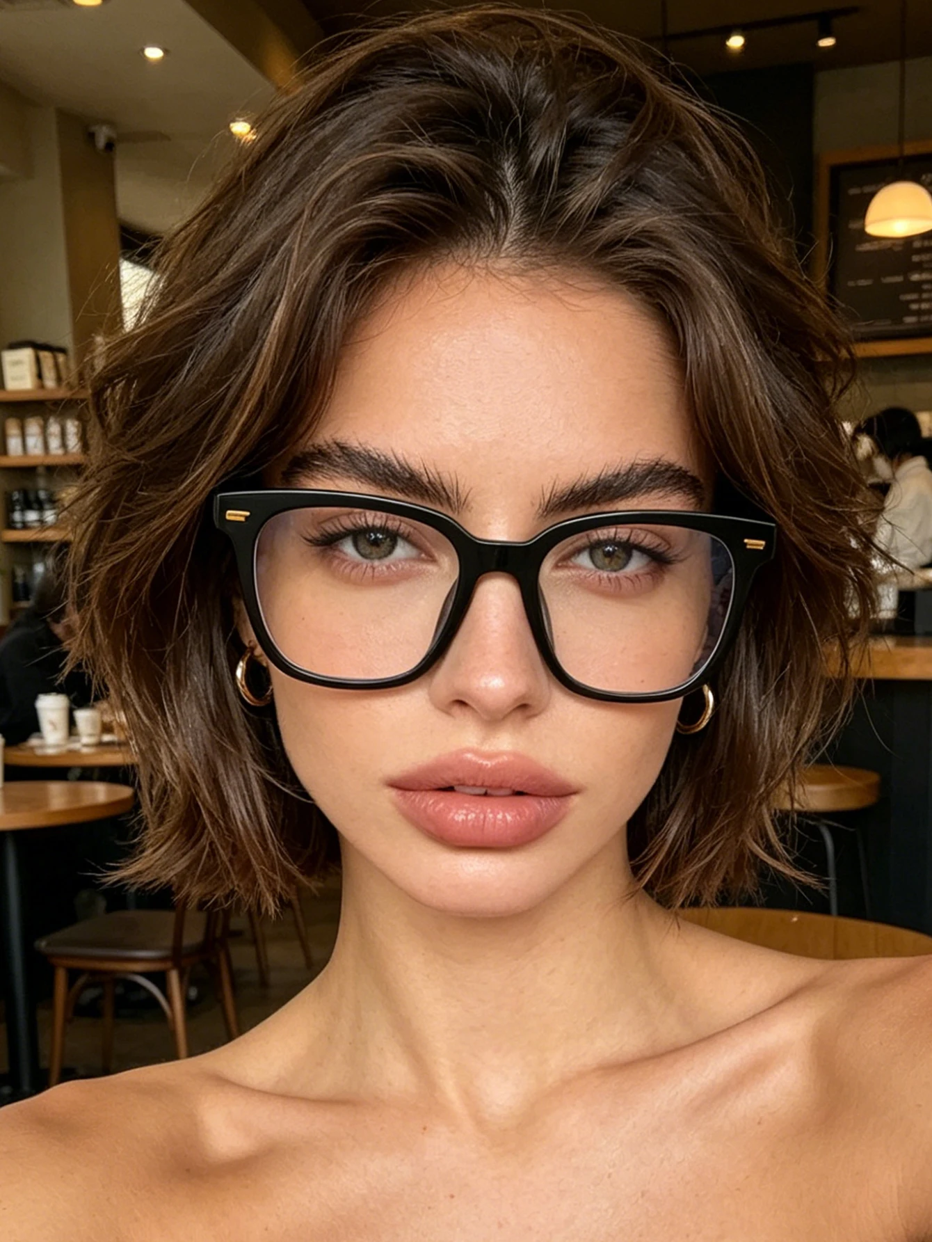 1pc simple black thick frame glasses, mirror arm, metal strip design, business leisure travel, all-match decorative glasses