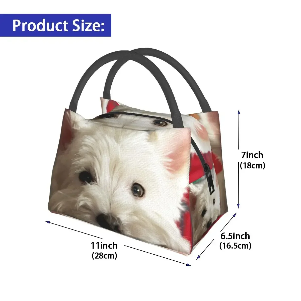 NOISYDESIGNS Lovely Westie Print Lunch Bag Insulated Bags For Women Portable Food Case Bags Kids School Cooler Warm Bento Totes