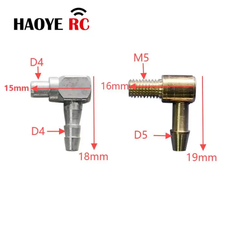 Haoye 2Pcs L-type Metal Oil Nozzle Use For Carburetor Modified Small Electric Boat Inlet RC Boat Accessories