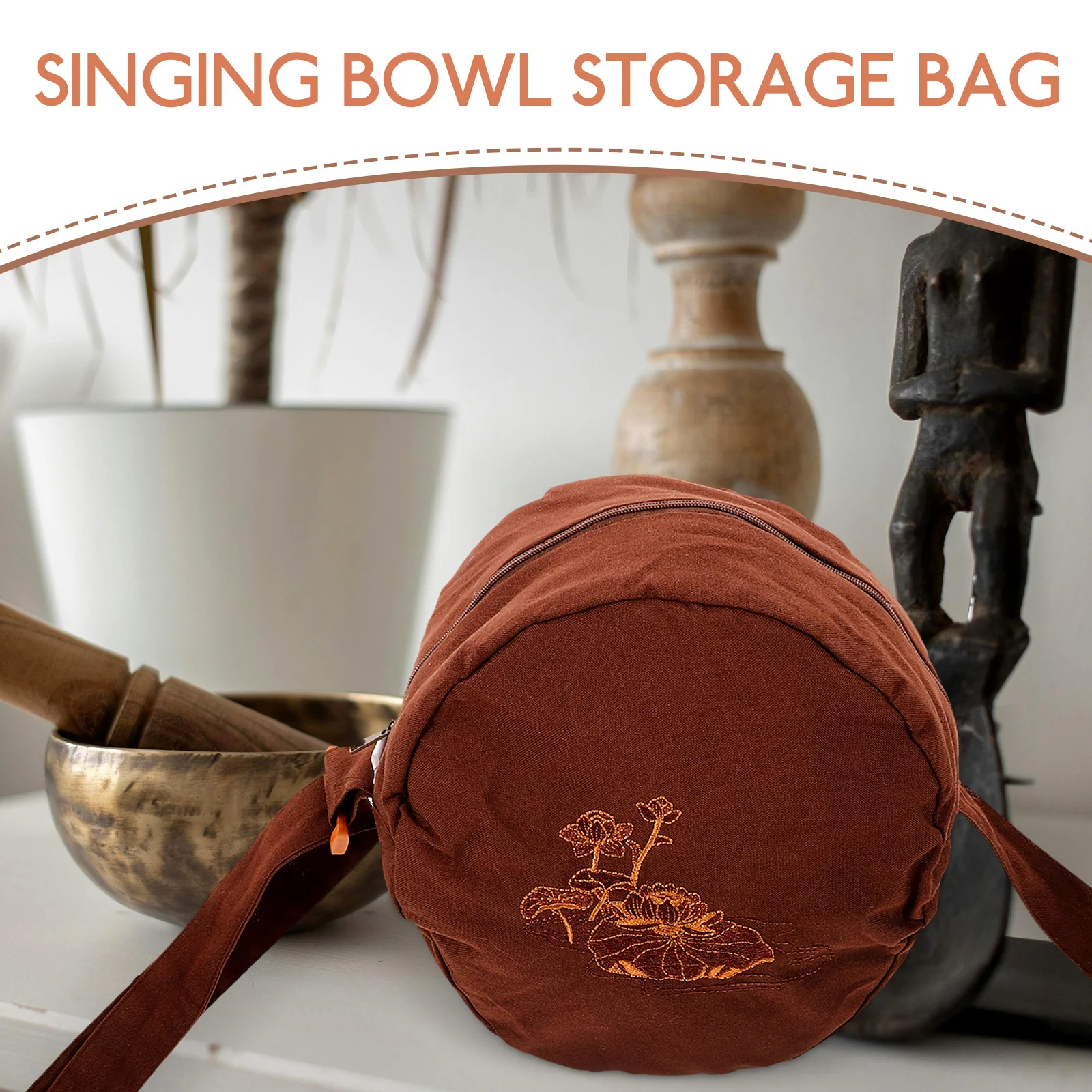 

Delicate Sound Bag Nepal Zipper Closure Singing Storage Pouch For Travel Meditation Home Use Small Container Zen Bowl