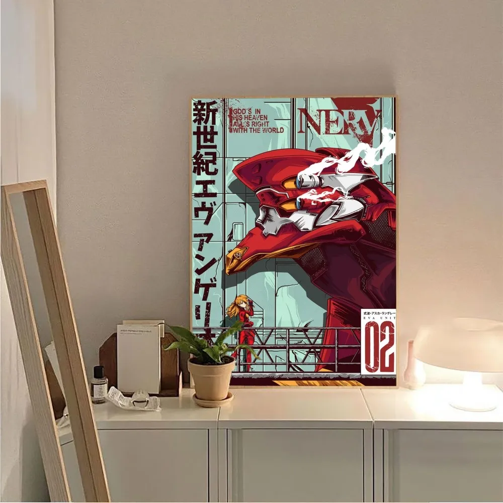 Funny Neon-Genesis-Evangelion DIY Poster Kraft Paper Vintage Poster Wall Art Painting Study Stickers Big Szie Wall Painting