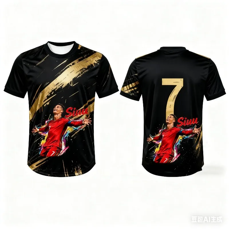 New Hot Selling Ronaldo Fashion Football Superstar 3D Printed Pattern Men's Fan Commemorative Jersey Daily Sports Top