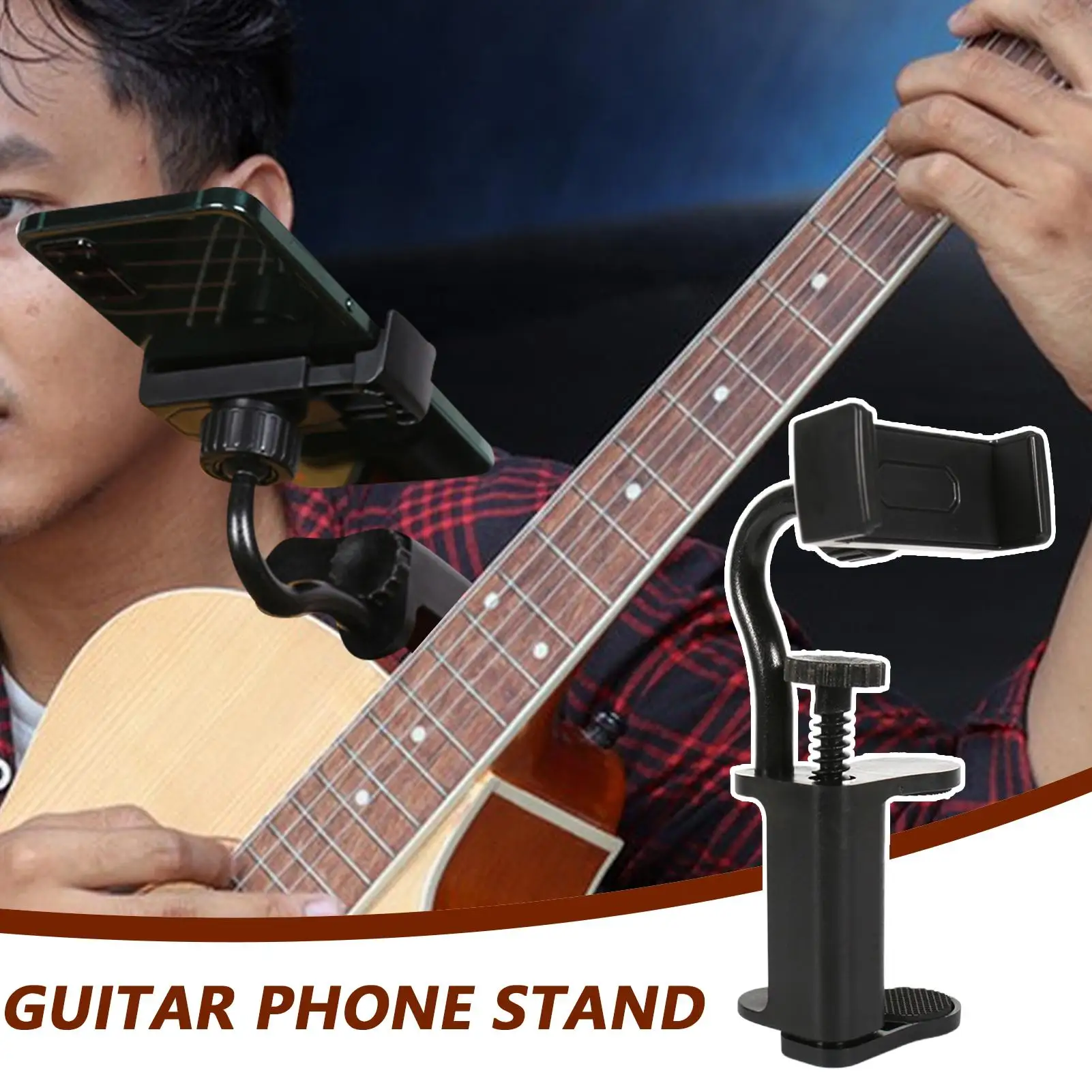 

Guitar Phone Stand Guitar Clip Smartphone Clip Clamp for Recording Video-Calling Streaming Traveling Exercising Relaxing Reading