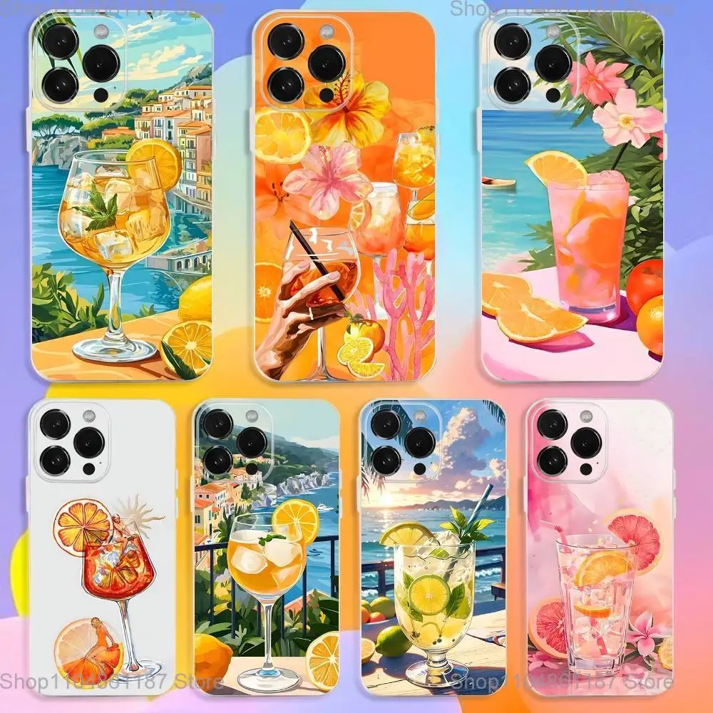

Aperol Spritz Art Phone Case For iPhone 17,16,15,14,13,12,11 Pro,Max,Plus,X,XS,XR,SE,Mini Transparent Silicone Soft