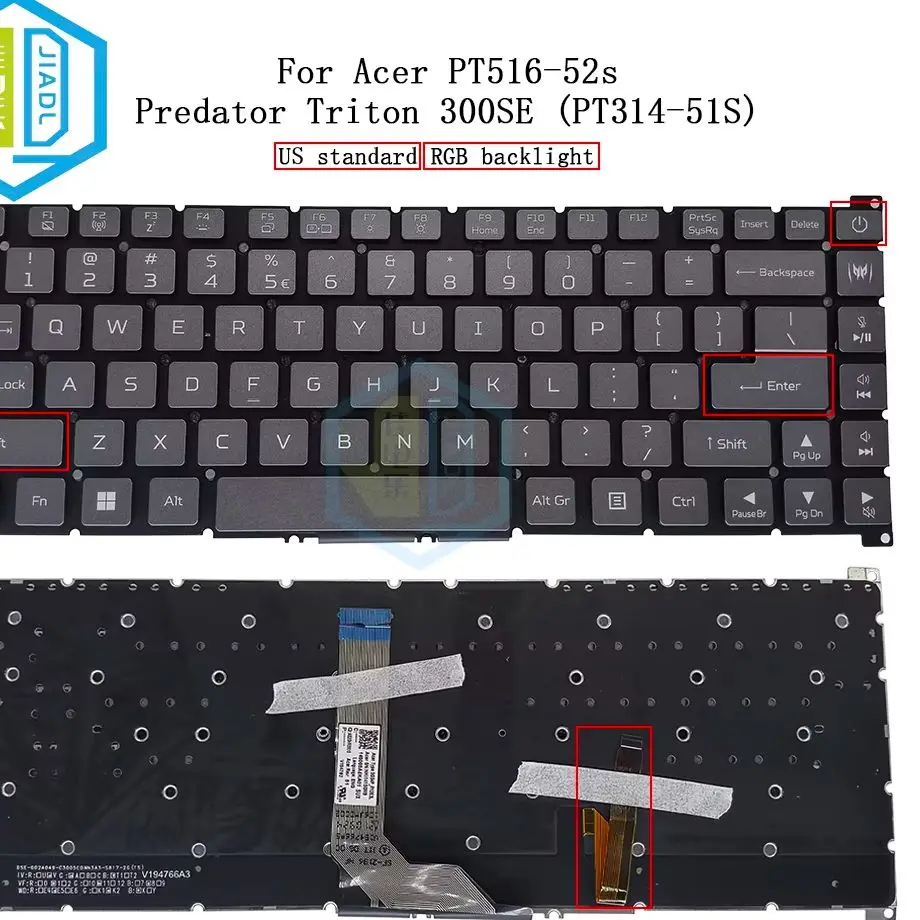 RGB Backlit Keyboard English US For Acer Predator Triton PT516-52S PT516-51S 300SE PT314-51S SG04P-P12E3L Replacement Keyboards