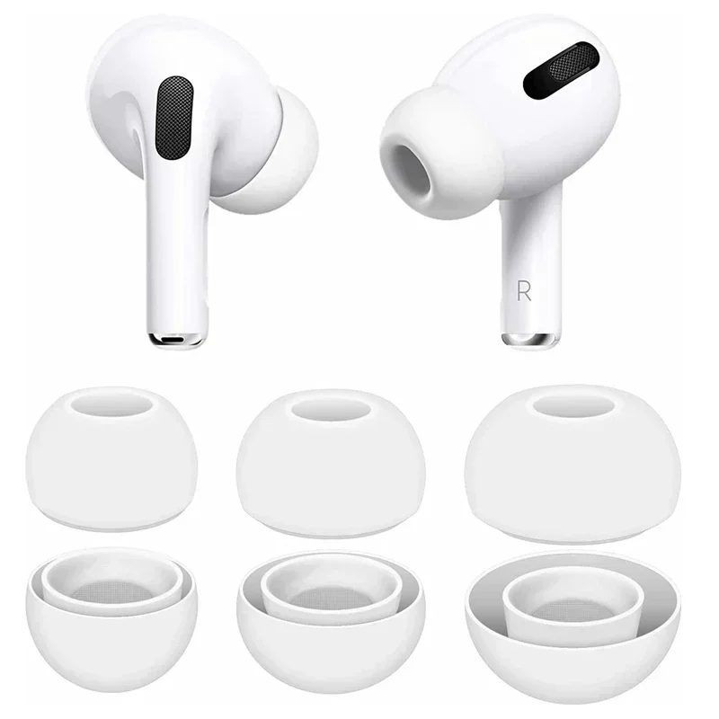 Helyettesítés eartips számára airpods -ért 1st 2nd Búzakalász tipped Bimbózik szilikon Gumi eartips earbuds kupak Gél accessor XS/S/M/L Fehér