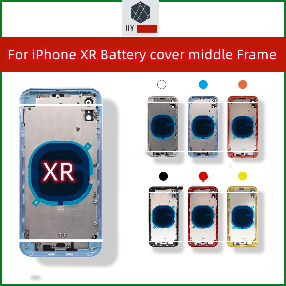 Back housing XR For IPhone XR Battery Back Cover New Case + Mid Frame Case + SIM Tray + Side Button For iPhone XR Parts