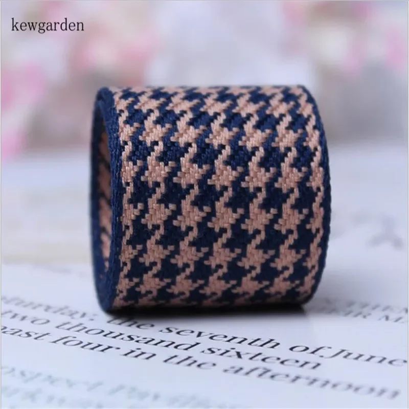 Kewgarden 10mm 25mm 38mm Houndstooth bawełniana wstążka lniana DIY akcesoria do kokardek wstążka satynowa ręcznie robiona taśma do pakowania taśmy