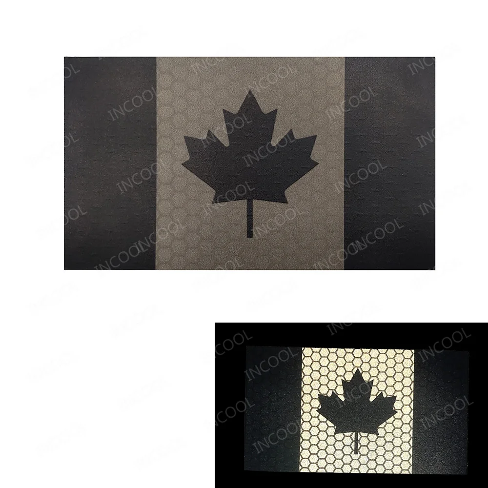 Canada Flag IR Reflective Embroidered Patch Maple Leaf Canadian Flags Patches For Backpack Appliqued