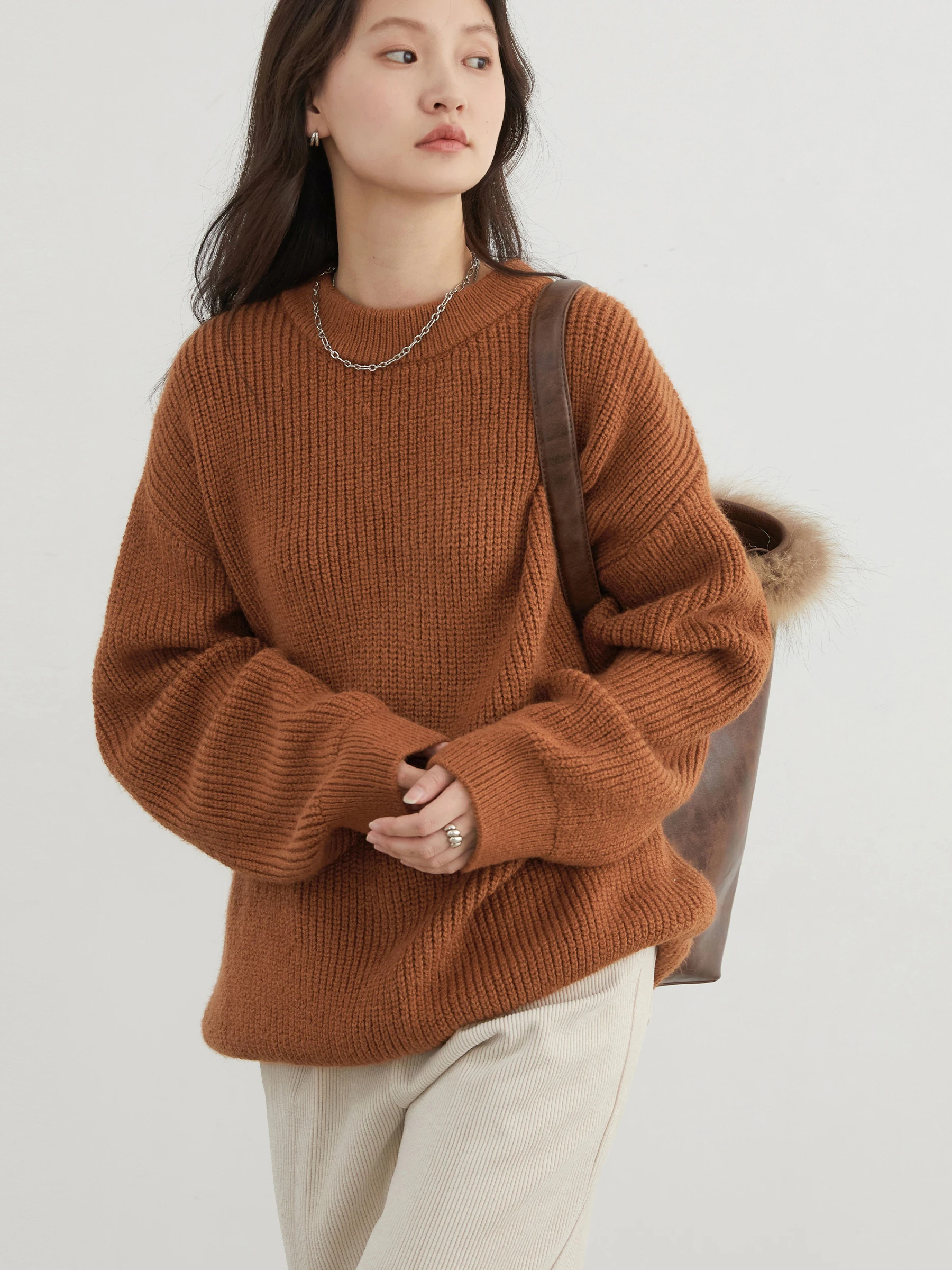 CHIC VEN Women Knitted Sweater Solid O Neck Loose New Korean Pullovers Soft Female Jumpers Autumn Winter 2024 Clothing