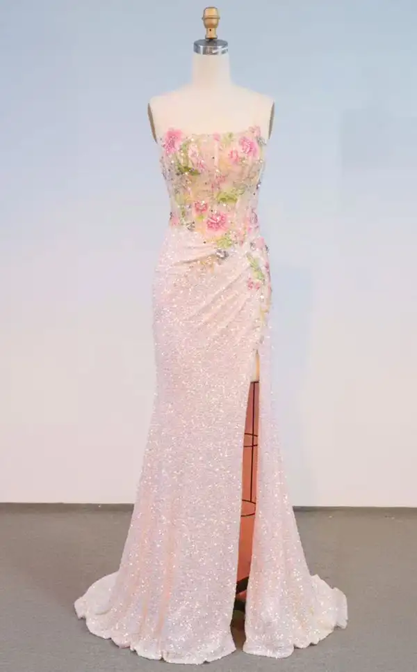 

Высококачественные шифоновые длинные платья трапециевидной формы без бретелек с аппликацией крест-накрест и блестками по индивидуальному заказу, платья для особых случаев на заказ