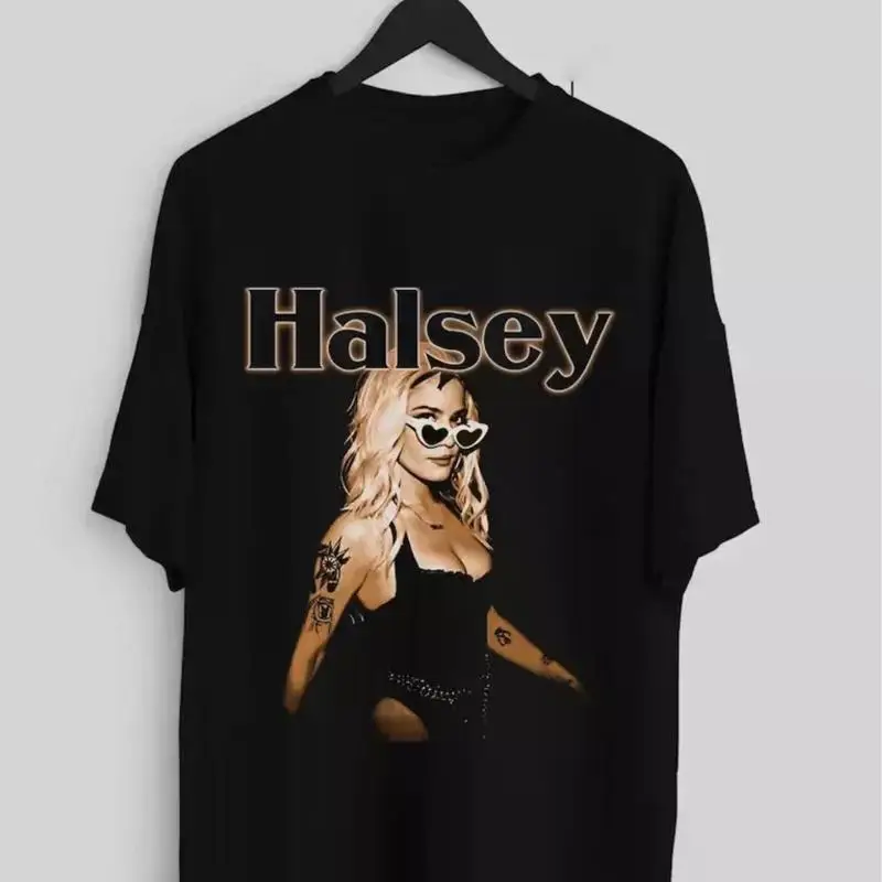 Halsey Pop Rap Hip Hop Music Black Cotton For Fan T Shirt Full Size S 5Xl