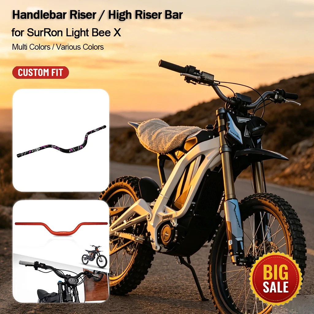 Thickened High Riser Handlebar CNC Alloy for SurRon Light Bee X Electric Dirt Bike Steering Bar Mod Accessories Various Colors