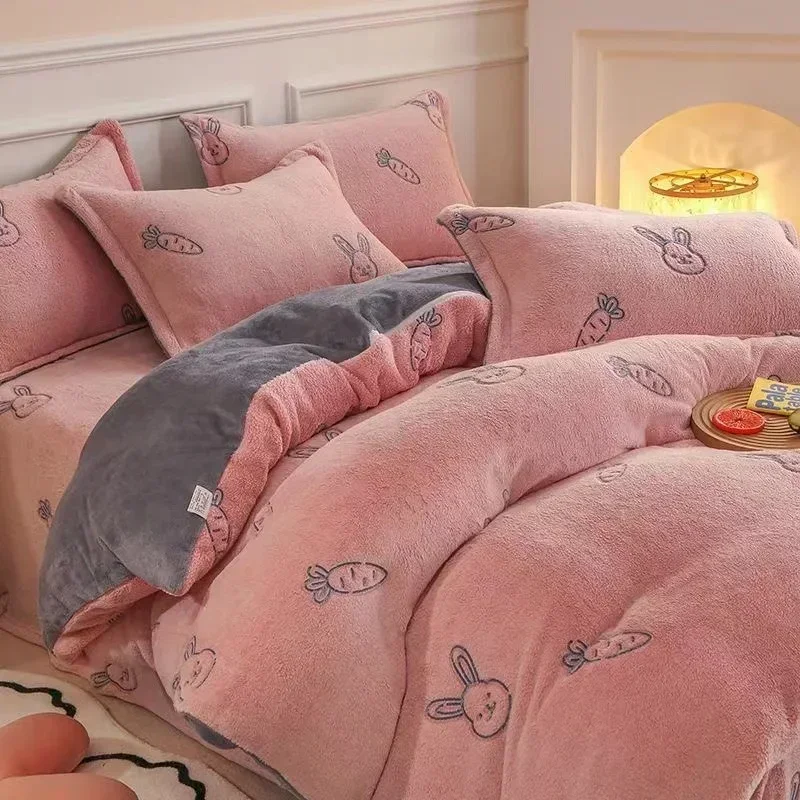 

Winter Flannel Duvet Cover,Dual-color Soft Warm Quilt Flannel Coral Double Cover Cozy Thick Comforter Cover for Adults Children