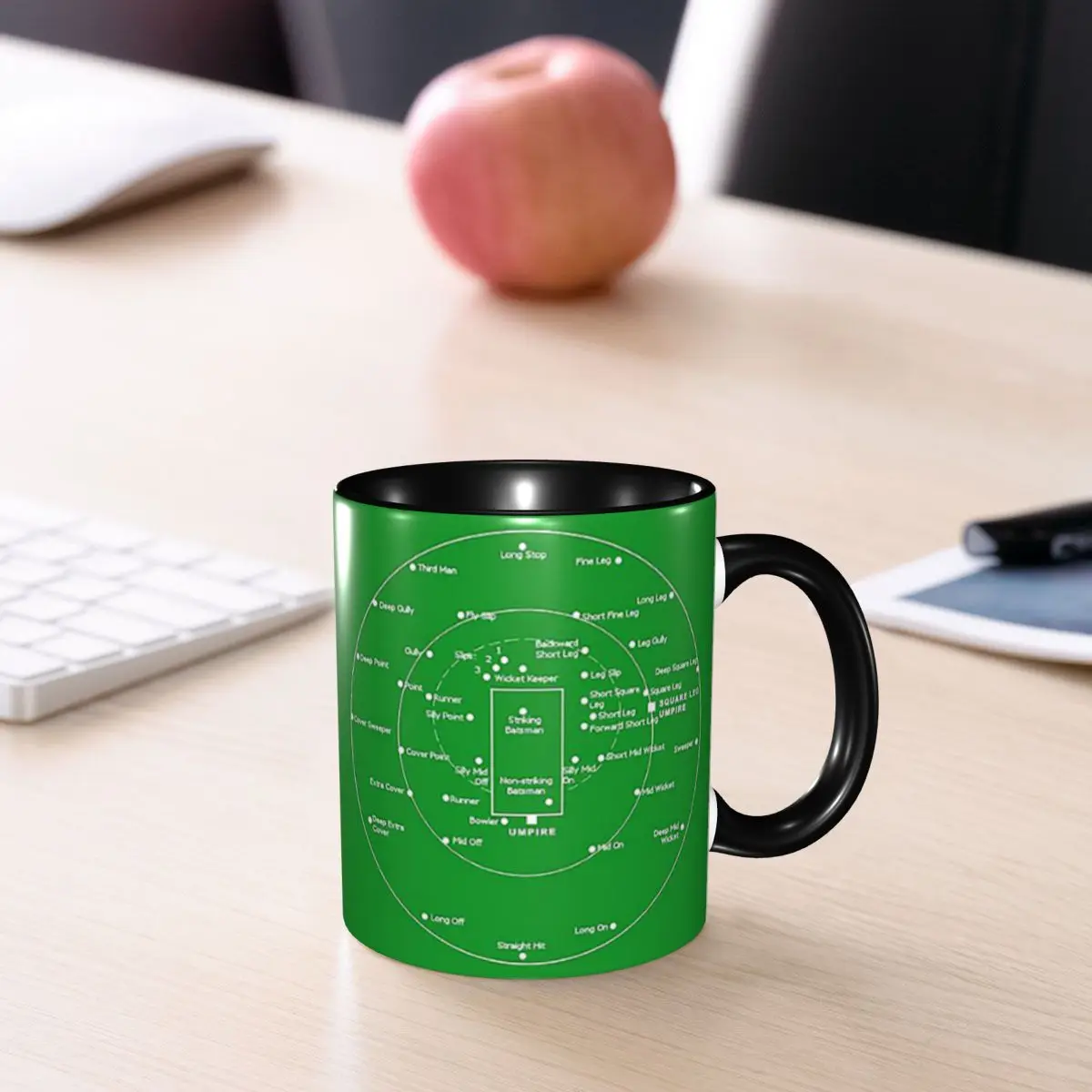 Cricket Pitch Positions- Fielding Positions Diagram Mug Funny Ceramic Coffee Cups Tea Mugs Milk Cup Drinkware Gift for Woman Man