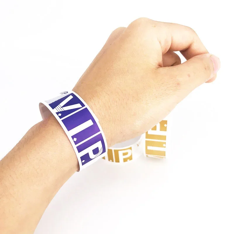 200pcs Waterproof Paper Wristbands Bracelet Solid Color Disposable Count Identification Mark Tamper-Proof for Events Party