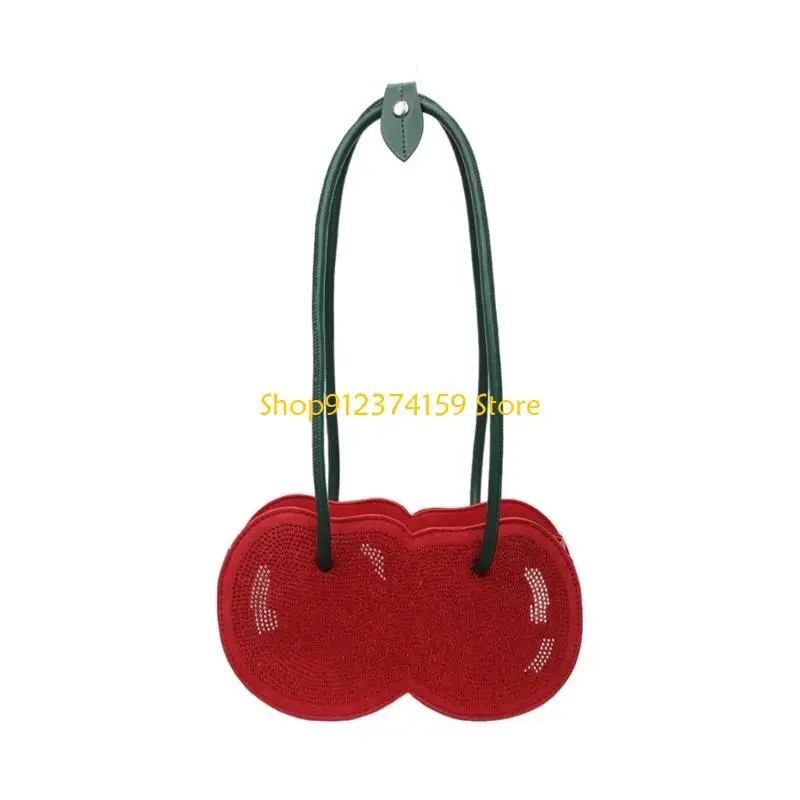 G5AE Shoulder Bag Artistic Cherry Detail Roomy Interior Practical PU Women Accessory
