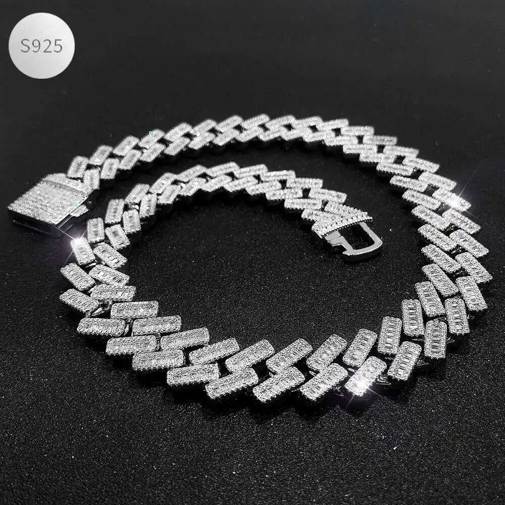 

Hip Hop Wholesale Fine Jewelry Mens 14k 18k Gold Plated 925 Sterling Silver 5a Zircon Cuban Link Chain Necklace