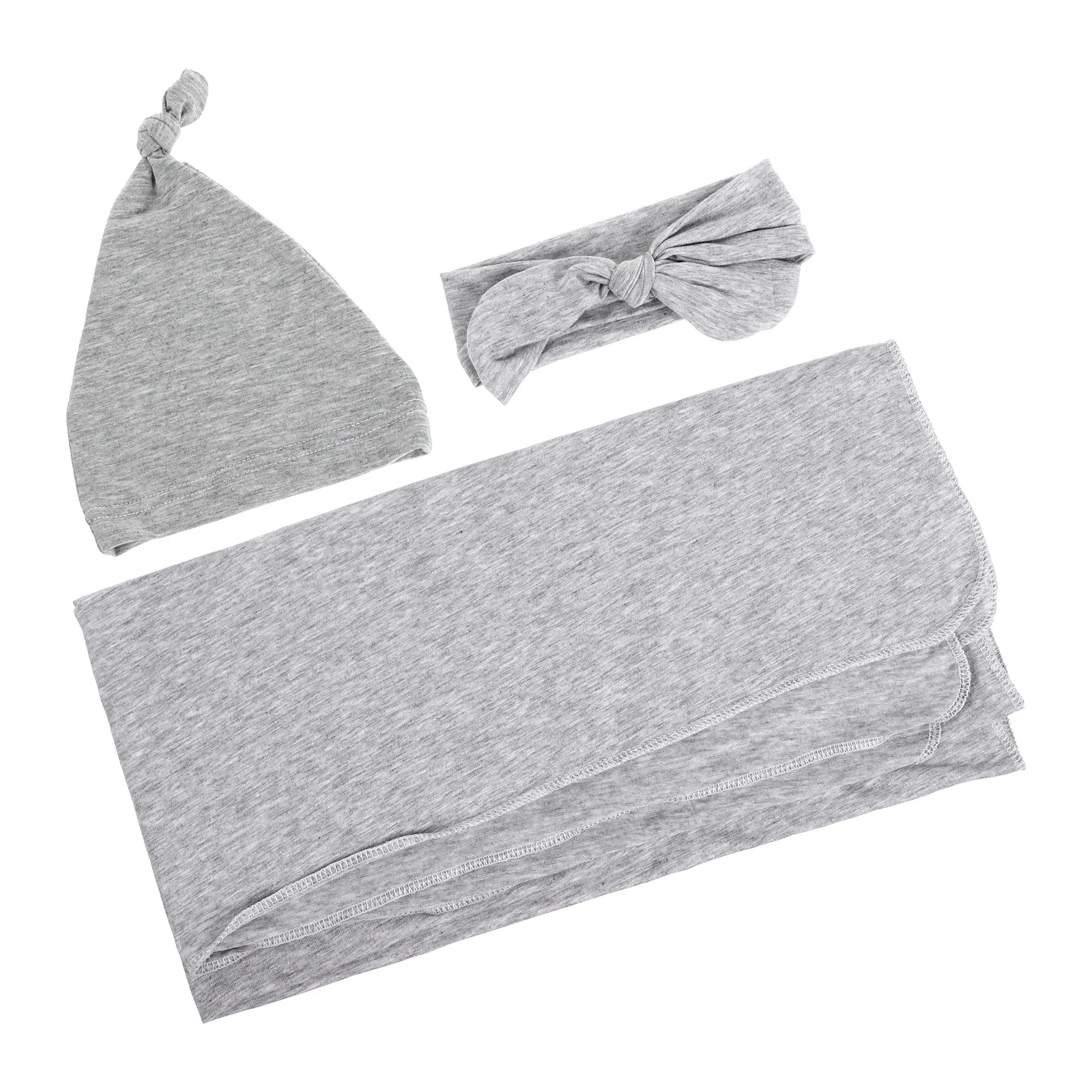 1 مجموعة قبعة القطن قماط بطانية رمادي رائعتين عقال لينة مريحة لوازم قماط بطانية