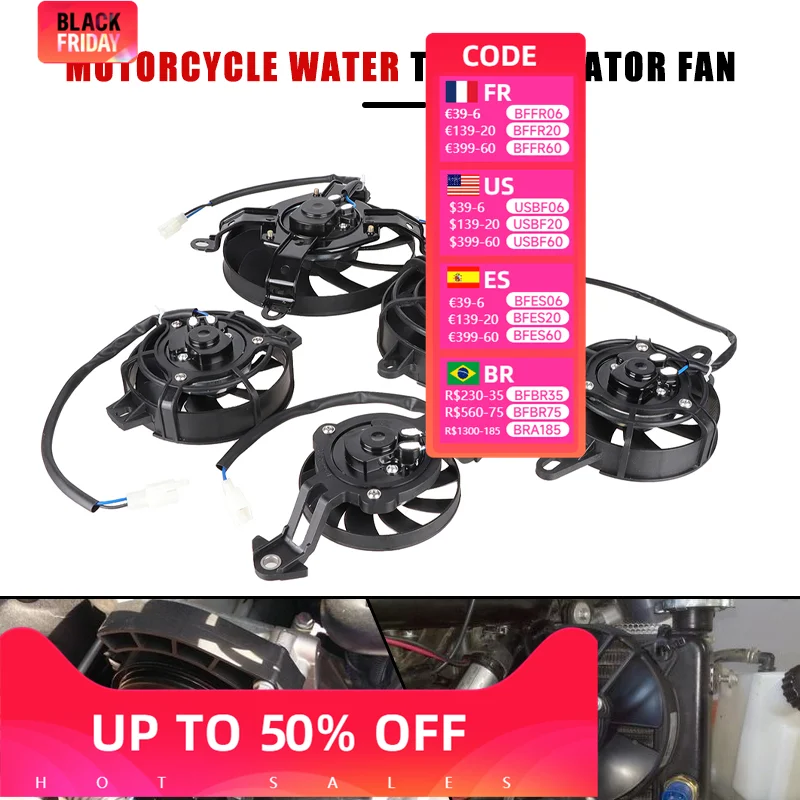 

Motorcycle 12V Radiator Fan 3"/4"/5"/6"/9" Electrofan Cooling For Motocross Pit Dirt Bike Motorbike ATV Quad Buggy Engine Cooler