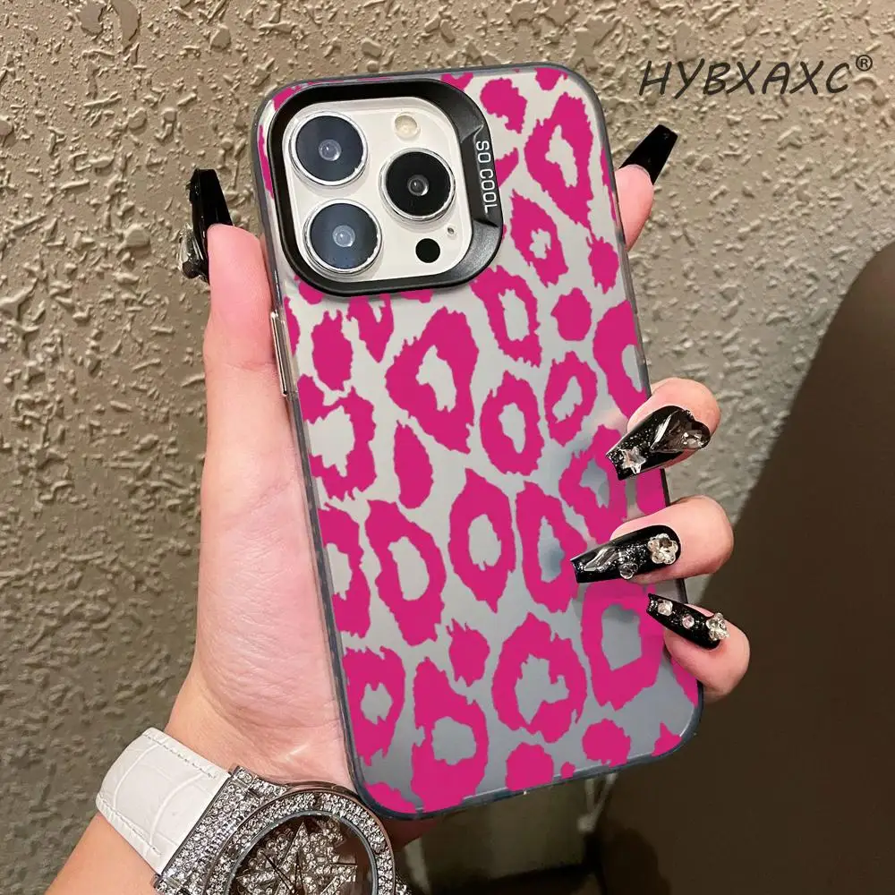 

For iPhone 16 Case Leopard Print Electroplate Silver Phone Case for iPhone 11 12 13 14 15 Pro Max 17 Air 16E 7 8 HYBXAXC Cover