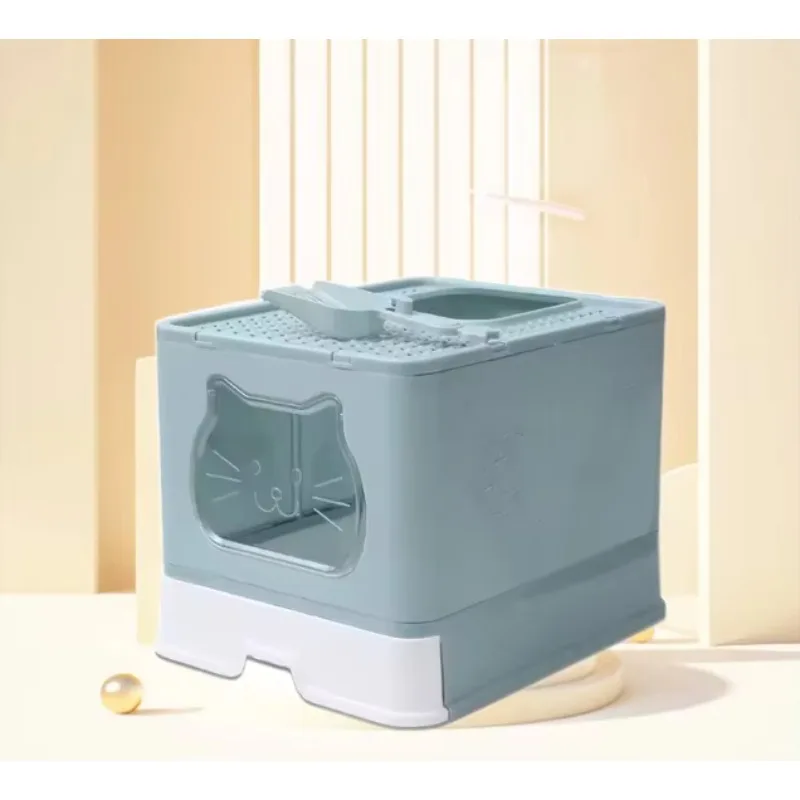 Travel pet cat litter box Portable foldable housing Closed plastic cat litter box toilet