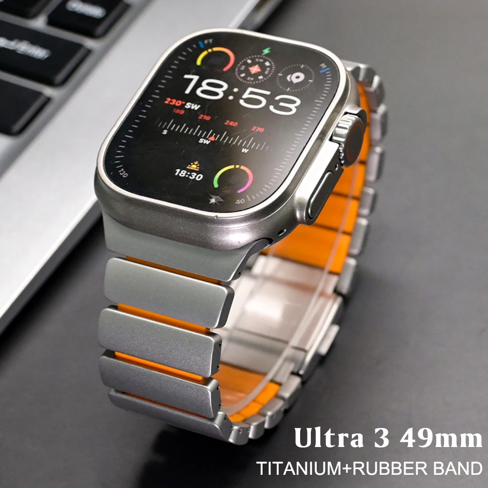 

Ремешок из титанового сплава для Apple Watch Ultra 3 2 1 49 мм, Series 11 10 46 мм, деловой магнитный браслет для Iwatch 9 8 7 6 45 мм 44 мм