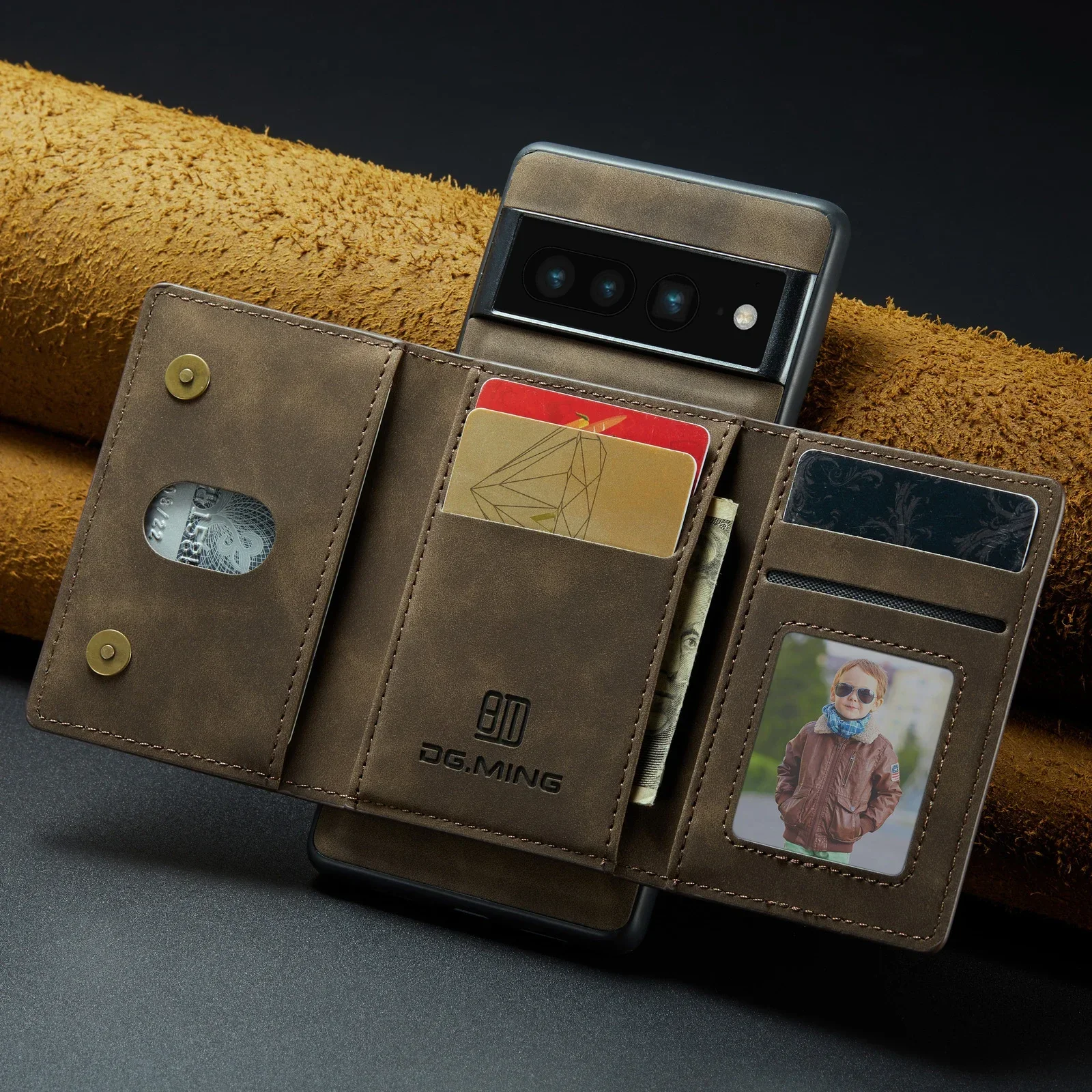 2-in-1 abnehmbare Kartentasche, magnetische Brieftasche für Google Pixel 9 Pro XL 9A 8Pro 7 6 dreifach gefaltete Leder-Geldbörse, Tasche, Handyhülle