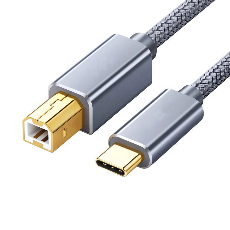 0.5‑2.0m USB‑C to USB‑B 2.0 Printer Cable Nylon Braided High Speed for Printer Scanner Laptop Computer