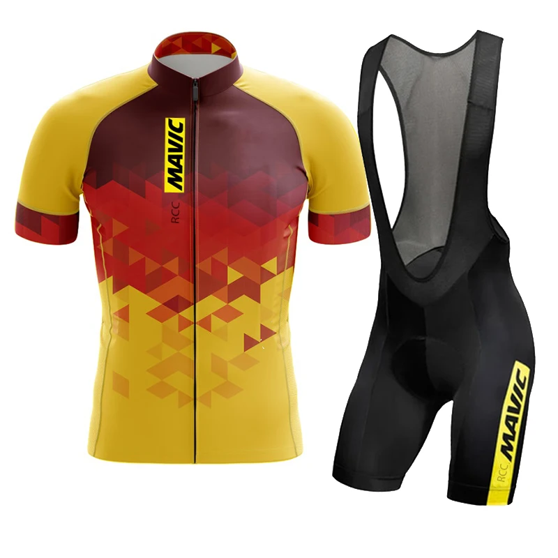 

2024 MAVIC Short Sleeve Cycling Sets for Men, Triathlon Bib Shorts Suit, Summer Clothing