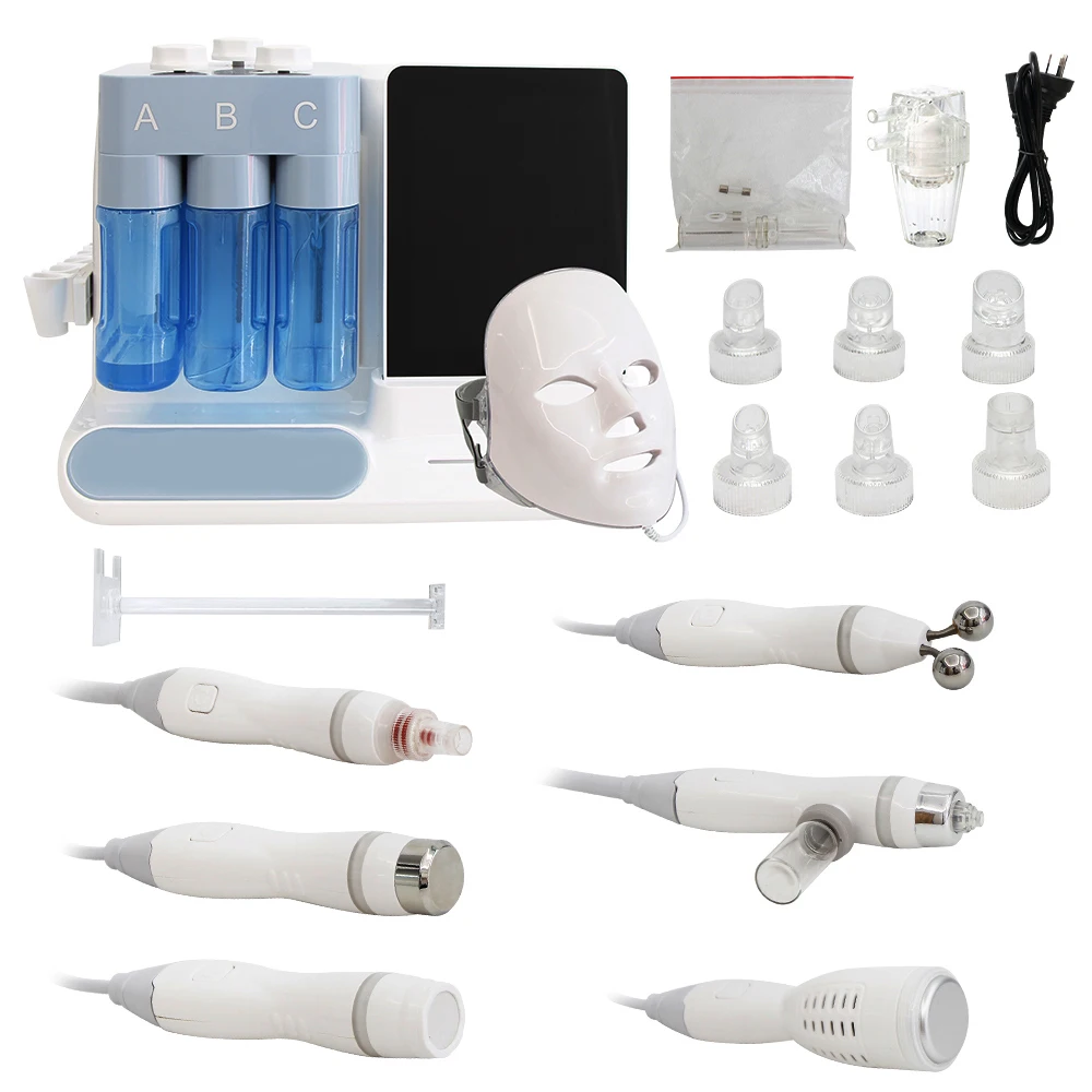 7IN1 Hydrogen Oxygen Facial Beauty Machine Small Bubble Hydra Face Care Vacuum Deep Cleaning Jet Water Dermabrasion RF Lifting