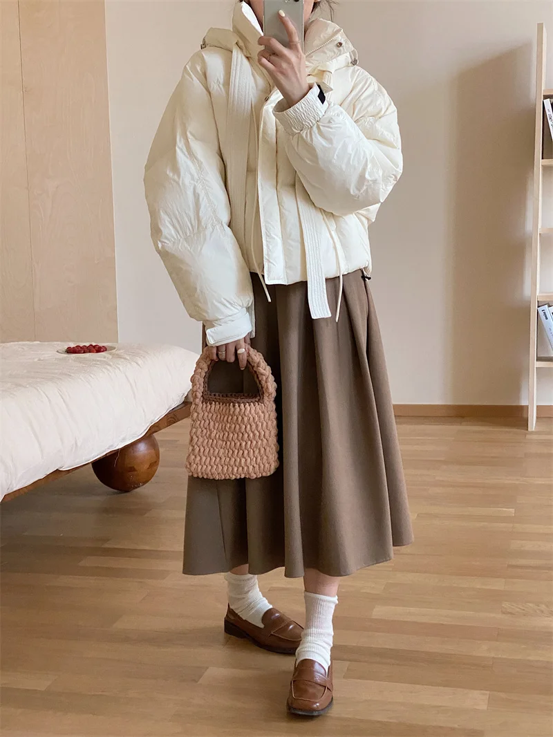 Veste matelassurera en coton rose doux, pardessus à nœud solide, manches longues, manteau court à lacets, chaud, coréen, chic, hiver, 2023