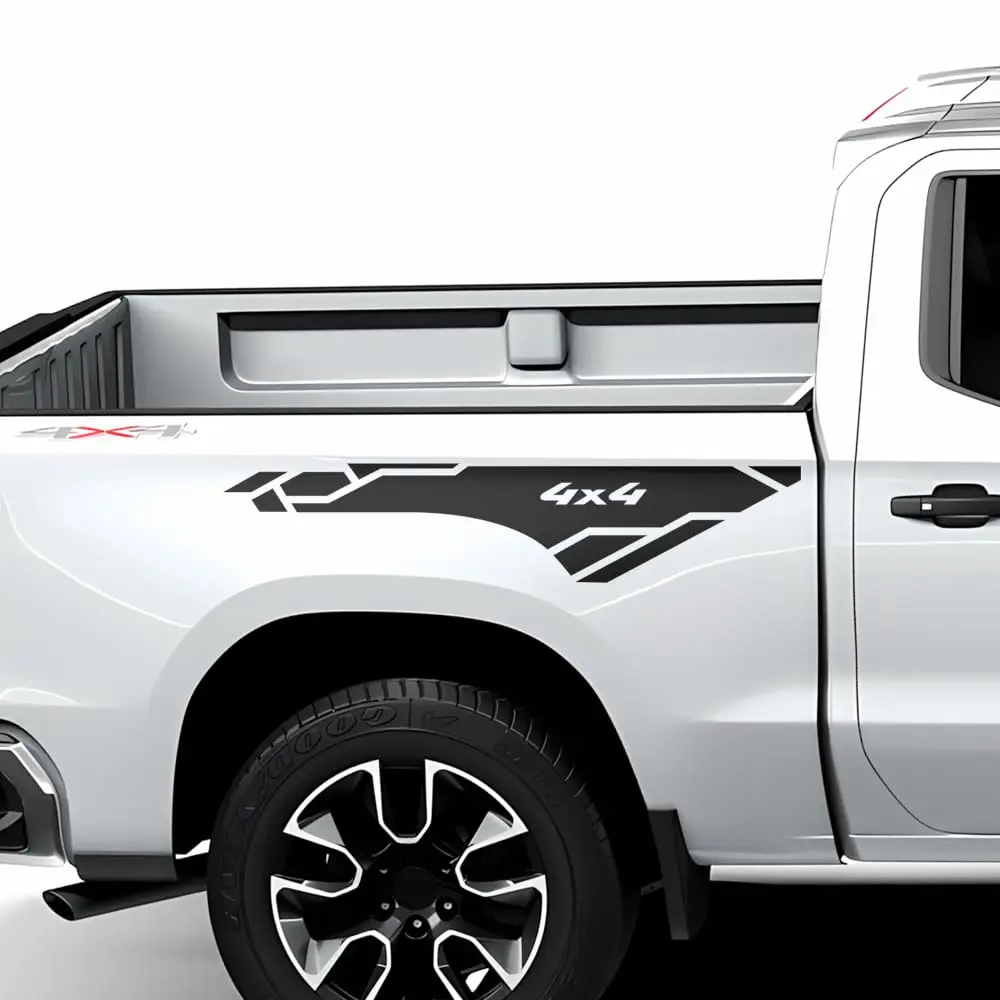 

2PCS Decal Sticker Vinyl Off Road 4x4 Rear Bumper Side Racing Stripes Kit Compatible with Chevrolet Silverado 2014 - Present