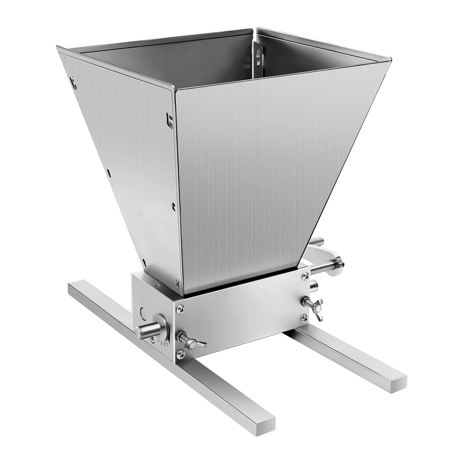 4L Getreidemühle mit Trichter, Edelstahlwalzenmühle, einstellbarer Abstand 0,1-2,5 mm, manuell oder mit Bohrmaschine bedienbar, für Hausbrauen von Gerste – Detail 9