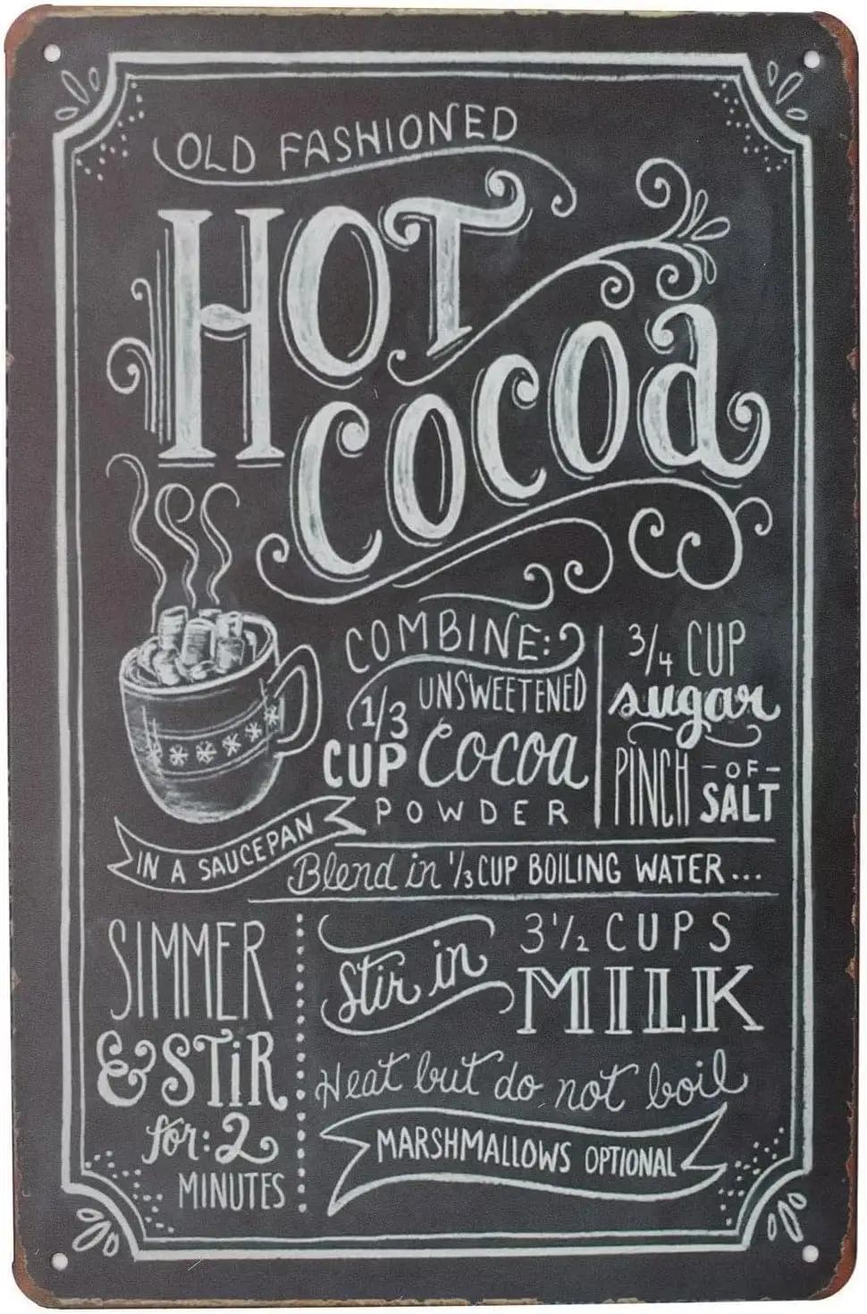 Old Fashioned Hot Cocoa Funny Metal Tin Sign Bar Cafe Living Room Kitchen Bathroom Home Art Wall Decoration Plaque sign sig sign