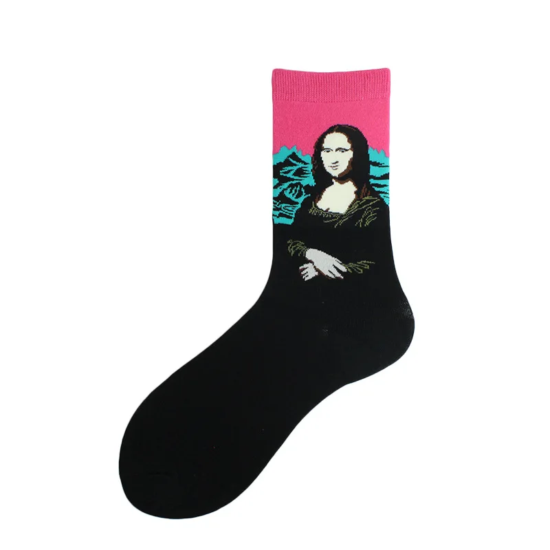 

New Star Cotton Socks Men Socks Famous Painting Socks Mona Lisa Oil Painting Medium Tube Socks S2044