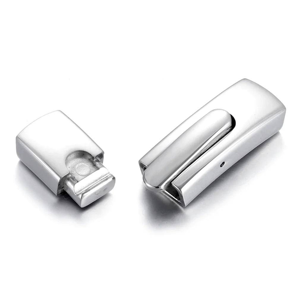 Stainless Steel Bayonet Clasp Push Lock Closure DIY Leather Bracelet Flat Curved Clasps Jewelry Making Supplies Accessories