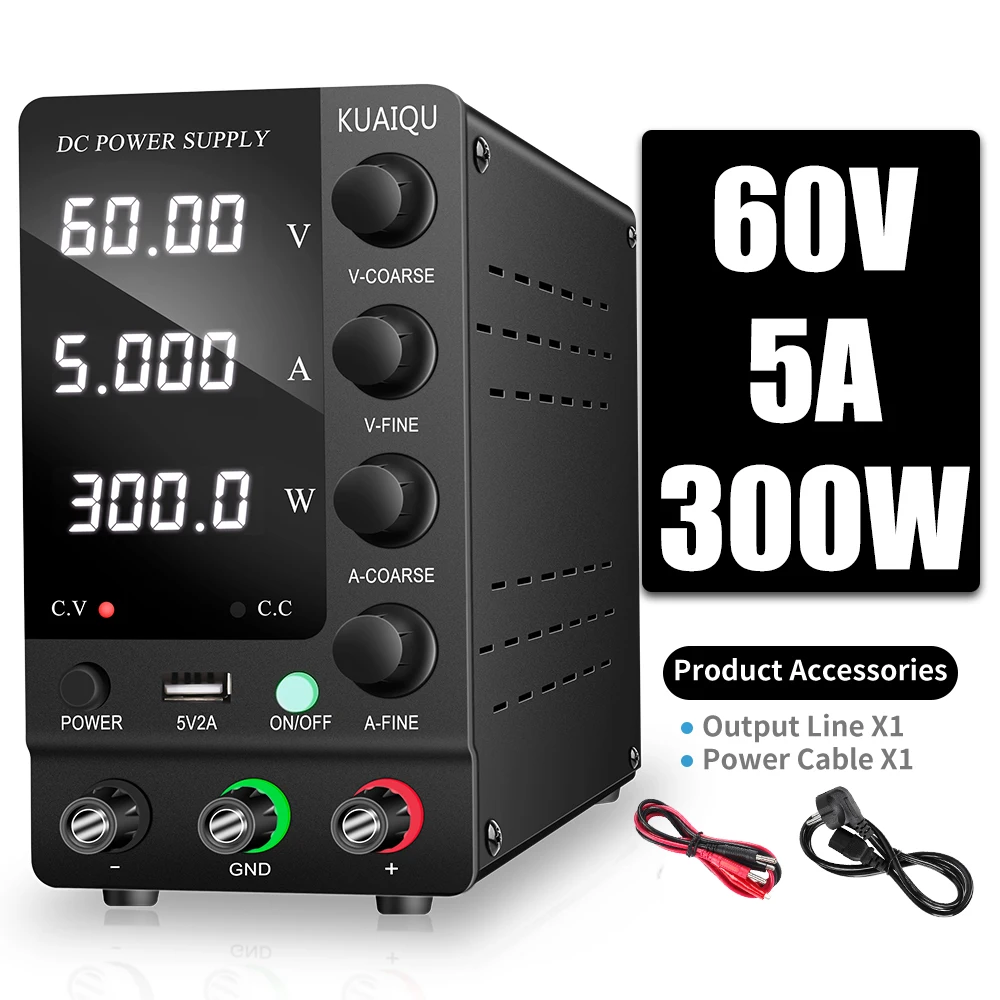 KUAIQU Instelbare Schakelende DC Voeding 30V 10A 6A Laboratoriumvoeding 60V 5A 120V 3A Uitgangsvoorinstelling Stroom 20A 30A 60A