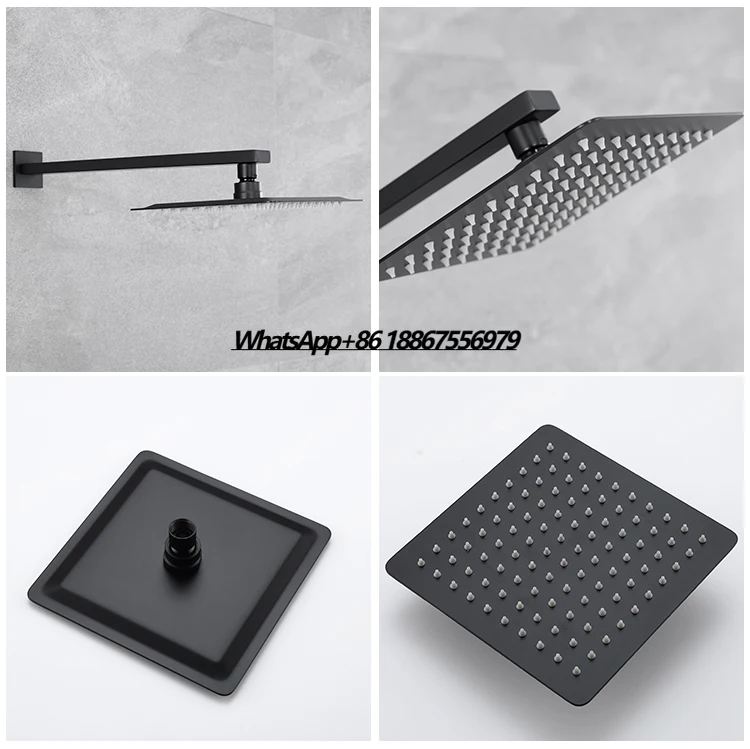

Премиум матовый черный квадратный встраиваемый настенный душевой набор для ванной комнаты, потолочный смеситель для душа