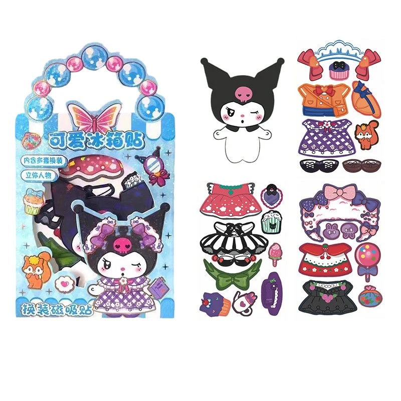 

Sanrio Kuromi My Melody Reusable Dress Up Stickers Magnetic Refrigerator Sticker Activity Book Multiple Outfit StickerPad