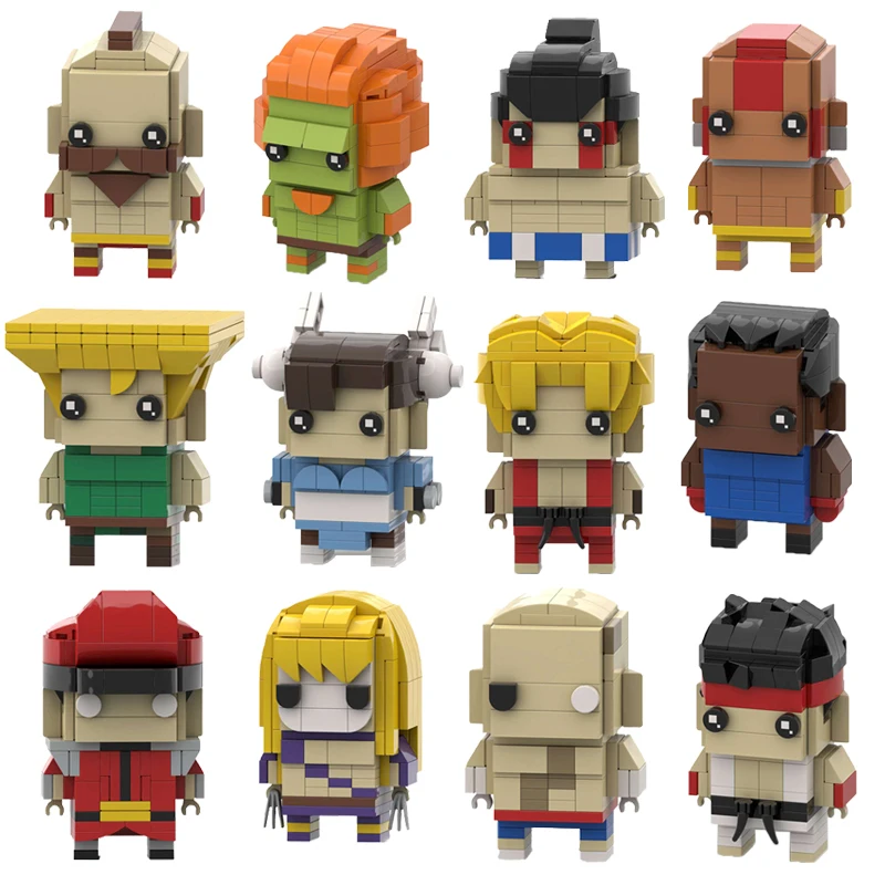 

Game Series Arcade Fighting Overlord Action Character Building Blocks MOC Street Square Head Assembly Model Puzzle Kids Toy Gift