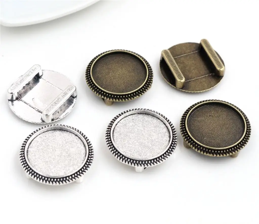 10pcs 18mm Inner Size Antique Bronze And Silver Plated Hole (10mm) beads Style Cabochon Base Cameo Setting Bracelet Pendant