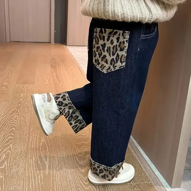 

Girls' Velvet Pants Autumn And Winter 2026 New Collection Children's One piece Velvet Jeans Baby Winter Wide Leg Pants