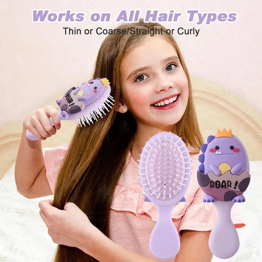 Mini Dinosaurs Hair Brush Travel for Boys and Girls Baby Hair Detangling Brush Massage Hair Brush with Air Cushion