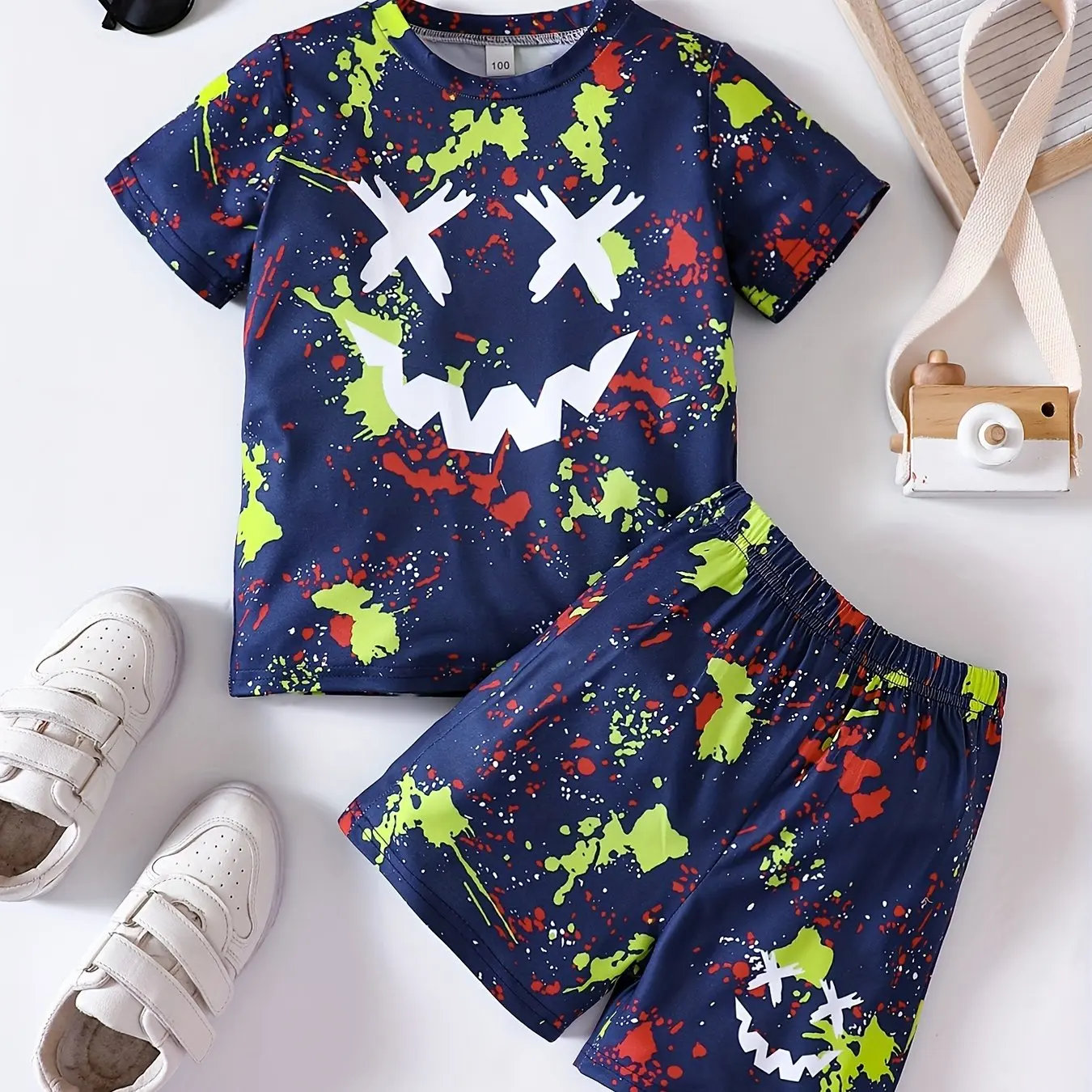 Children\'s Clothing Suit for Boy Short Sleeve Kids Shorts Tie-Dye Pattern Casual Round Neck Girls Summer Clothes Children\'s Set