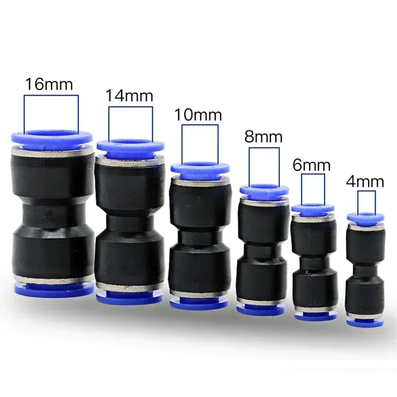 DEVMO 5-Pack 10mm To 12mm Straight Pneumatic Push-to-Connect Fittings – Plastic Air Line Connectors For PU/Nylon Tubing Quick Release Hose Connector