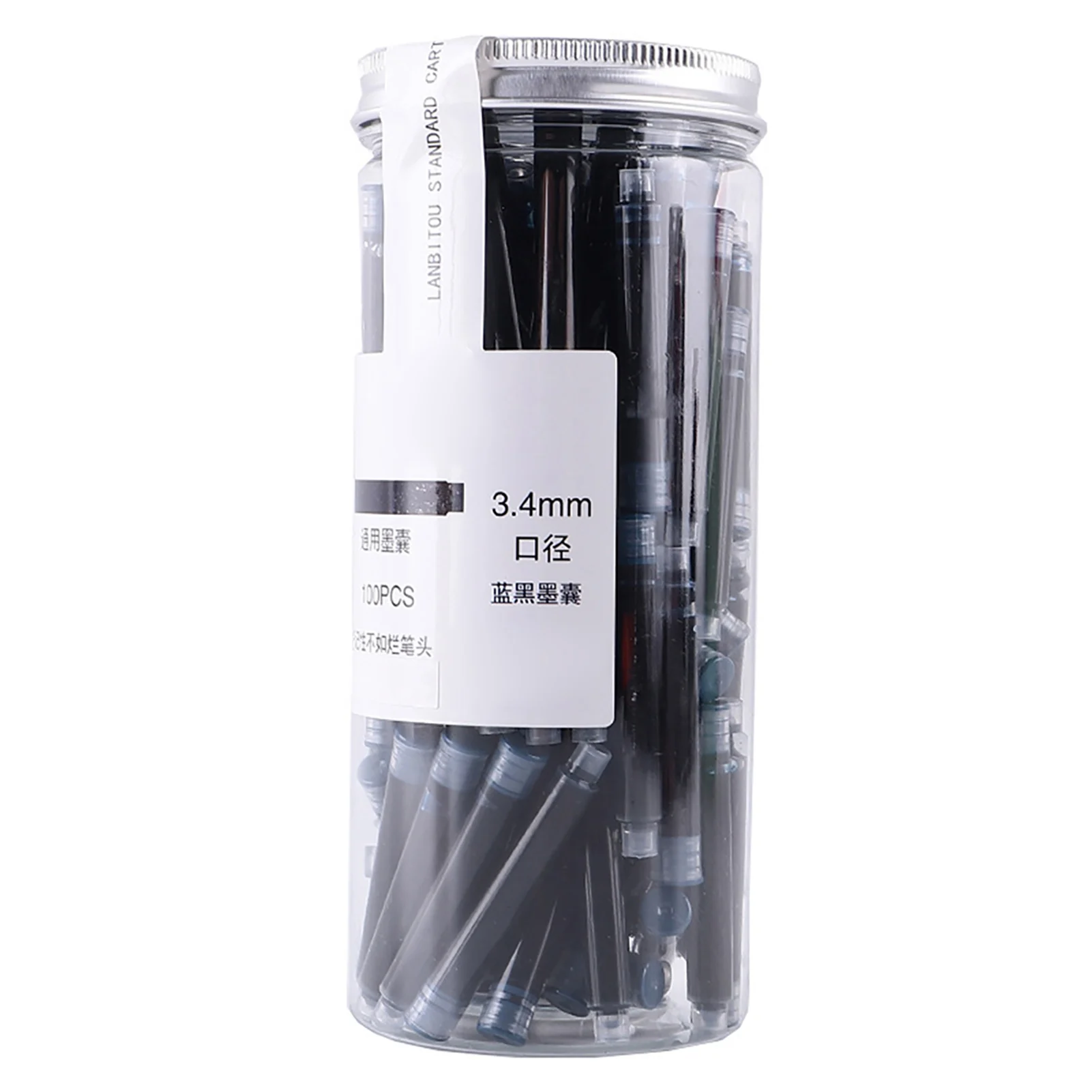 범용 만년필 잉크, 일회용 블루 블랙 만년필 리필, 3.4mm